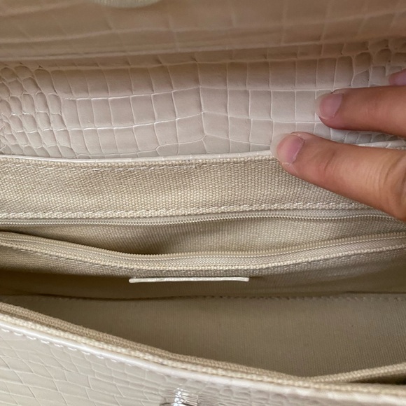 Brie Leon Camille Shoulder Bag in Recycled Bone Croc (Ivory Color) - Picture 4 of 6